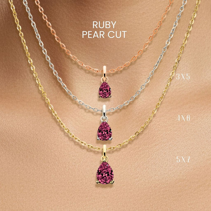 本物のルビーのティアドロップネックレス｜ジョージジュエリー｜925スターリングシルバー