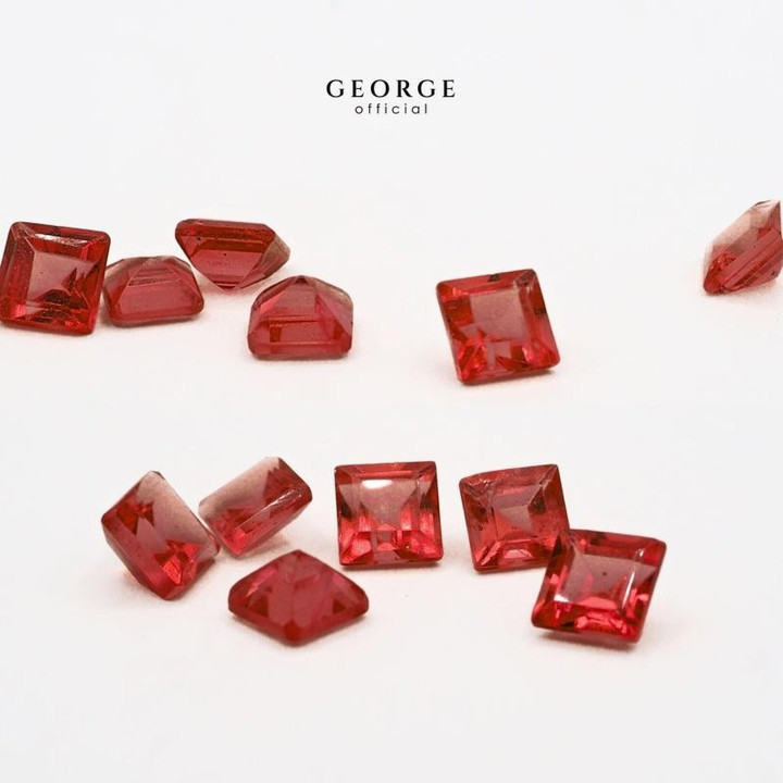 スクエアカットのルビー宝石｜ジョージジュエリー（2～4mm）