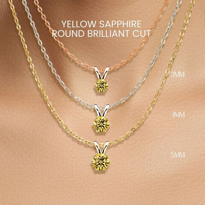 イエローサファイアネックレス｜スターリングシルバー、ゴールドメッキペンダント
