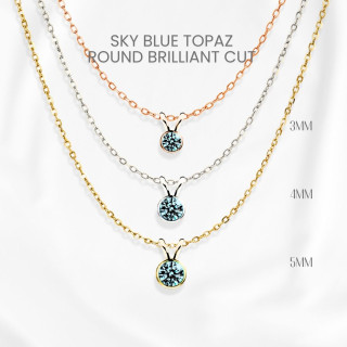 スカイブルートパーズネックレス｜スターリングシルバー、ホワイトゴールド／イエローゴールド／ローズゴールド