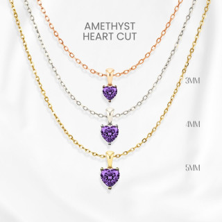 アメジストハートネックレス｜925スターリングシルバー、ゴールドメッキ