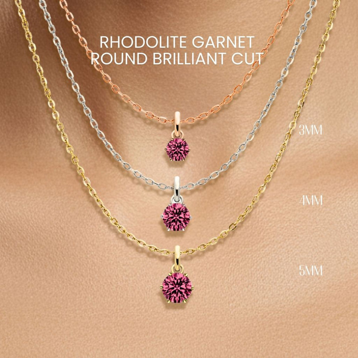ロードライトガーネットネックレス｜スターリングシルバー製ミニマルペンダント