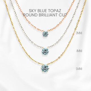 スカイブルートパーズネックレス | スターリングシルバーとゴールドの爪留め