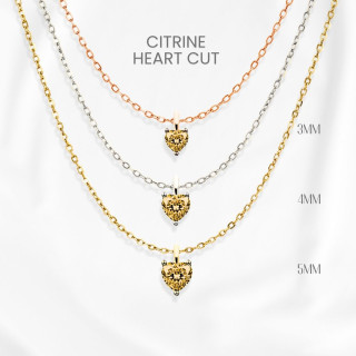 シトリンハートネックレス｜925スターリングシルバー、ゴールドメッキ