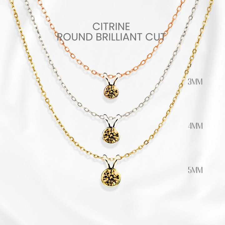 シトリンペンダントネックレス｜スターリングシルバー＆ゴールドメッキ