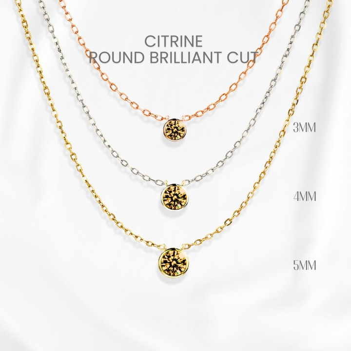 シトリンネックレス｜スターリングシルバー＆ゴールドメッキ - ジョージジュエリー