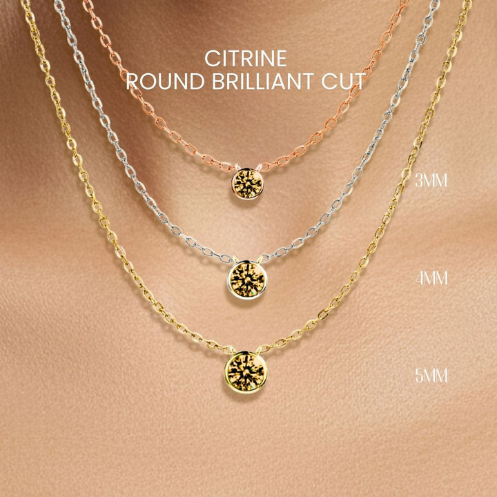 シトリンネックレス｜スターリングシルバー＆ゴールドメッキ - ジョージジュエリー