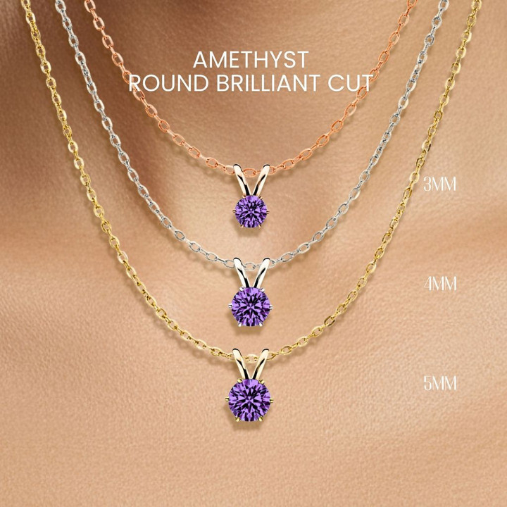 アメジストネックレス｜925スターリングシルバー、5本爪セッティング（GEORGE製）