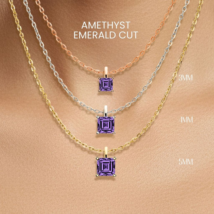 アメジストペンダントネックレス｜スターリングシルバー、ホワイトゴールドメッキ｜ジョージジュエリー