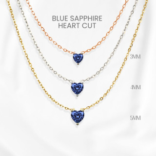 ブルーサファイアハートネックレス｜スターリングシルバー、ゴールドメッキ｜ジョージジュエリー