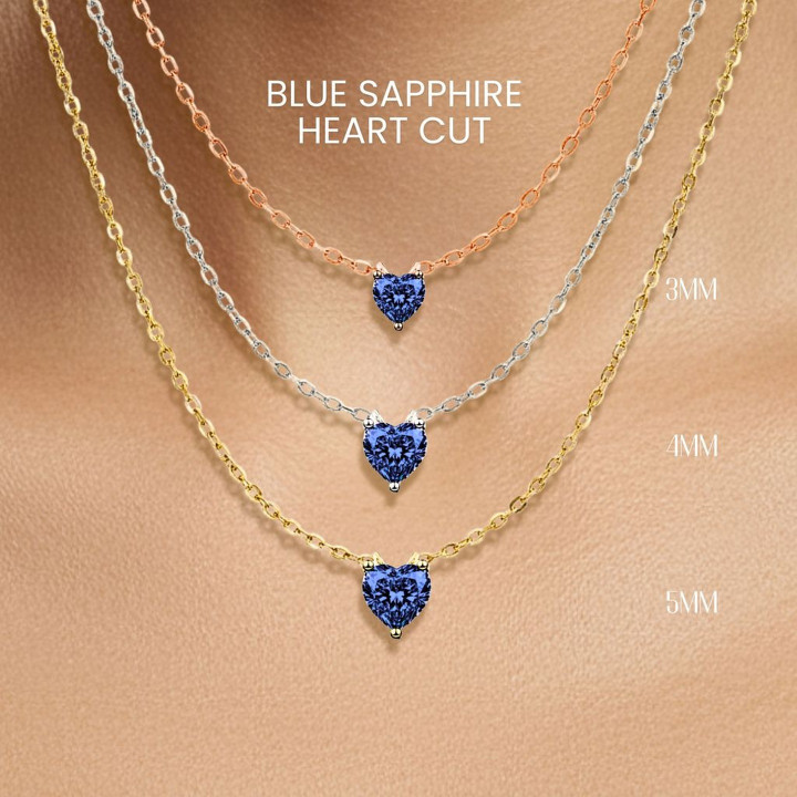 ブルーサファイアハートネックレス｜スターリングシルバー、ゴールドメッキ｜ジョージジュエリー