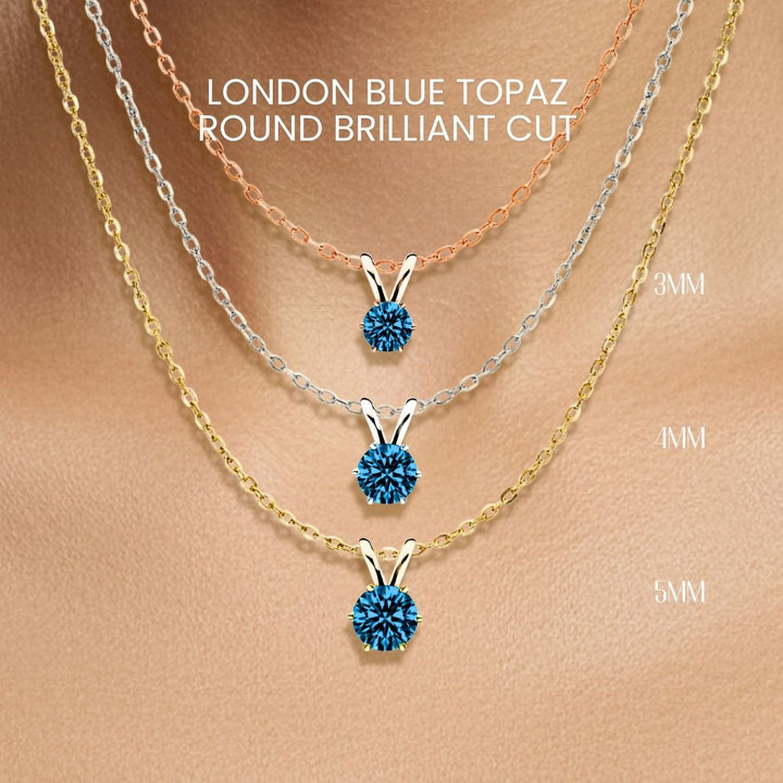 ロンドンブルートパーズネックレス｜スターリングシルバーとゴールドメッキ