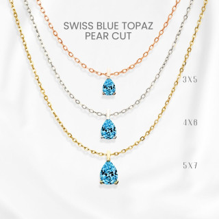 ブルートパーズのティアドロップネックレス｜スターリングシルバーとゴールドメッキ
