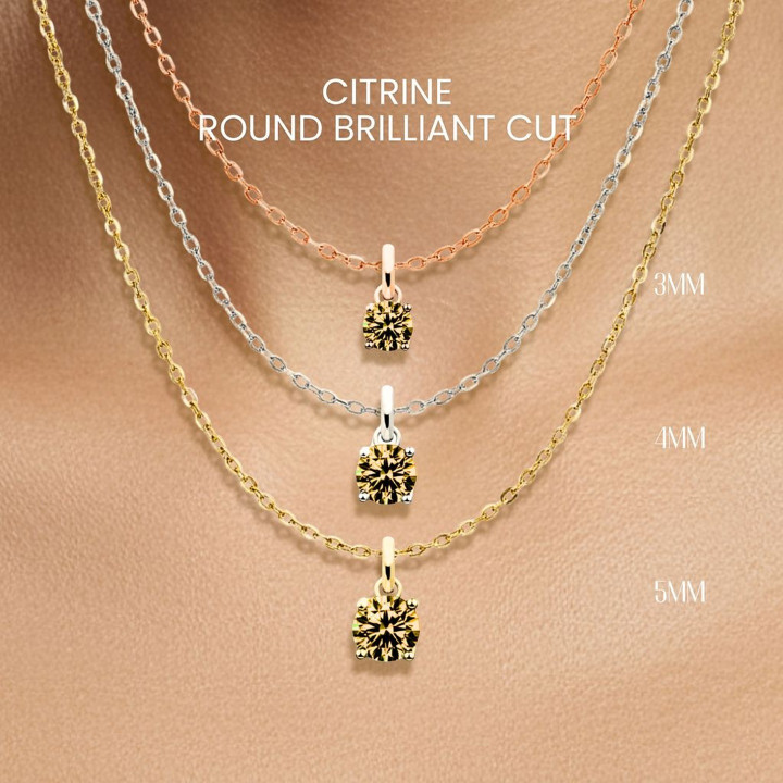 シトリンネックレス｜スターリングシルバー、ミニマルでエレガント by GEORGE