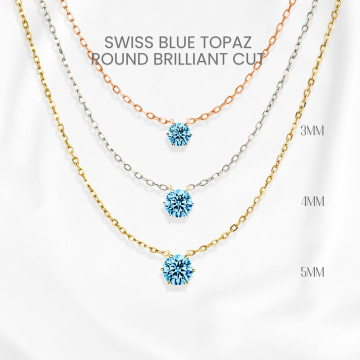 スイスブルートパーズネックレス - スターリングシルバー、クラシックセッティング by GEORGE