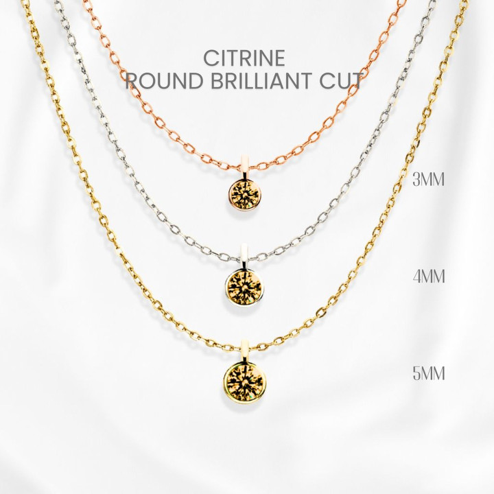 シトリンネックレス｜ジョージ製スターリングシルバージェムストーンペンダント