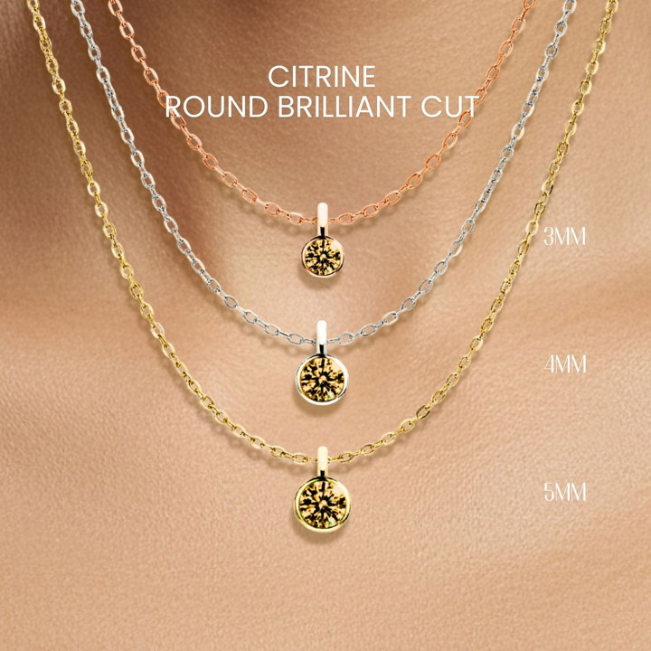 シトリンネックレス｜ジョージ製スターリングシルバージェムストーンペンダント