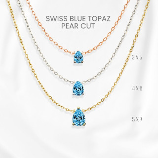 スイスブルートパーズのティアドロップネックレス｜スターリングシルバーとゴールドメッキ