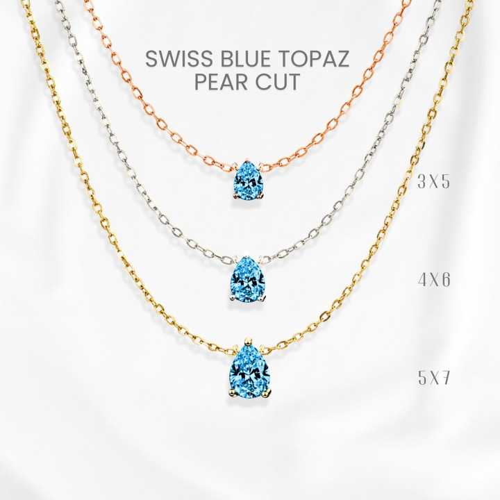 スイスブルートパーズのティアドロップネックレス｜スターリングシルバーとゴールドメッキ