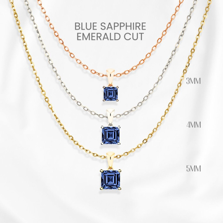 ブルーサファイアネックレス｜スターリングシルバー、プレミアムカット、ゴールドメッキ