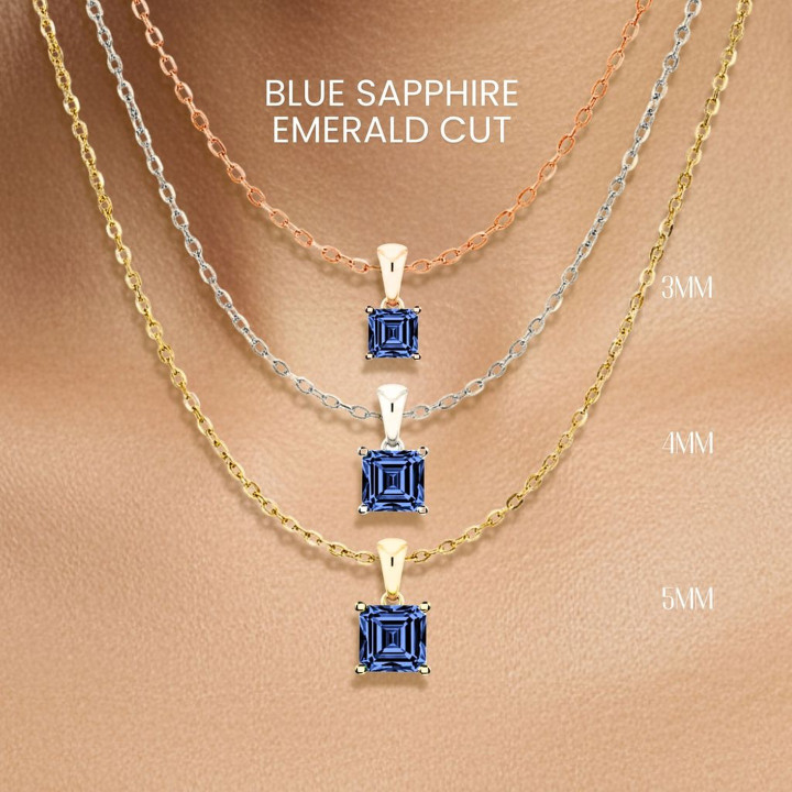 ブルーサファイアネックレス｜スターリングシルバー、プレミアムカット、ゴールドメッキ