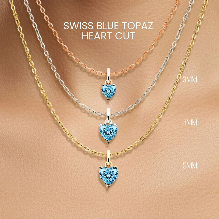 ブルートパーズハートネックレス｜スターリングシルバー＆ゴールドメッキ｜ジョージジュエリー