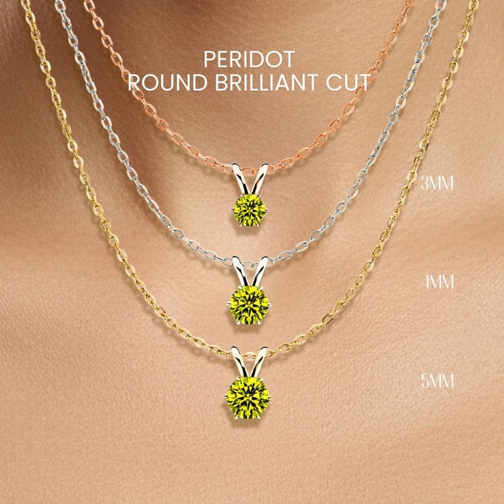 ペリドットの宝石ネックレス｜925スターリングシルバー、ゴールドメッキ