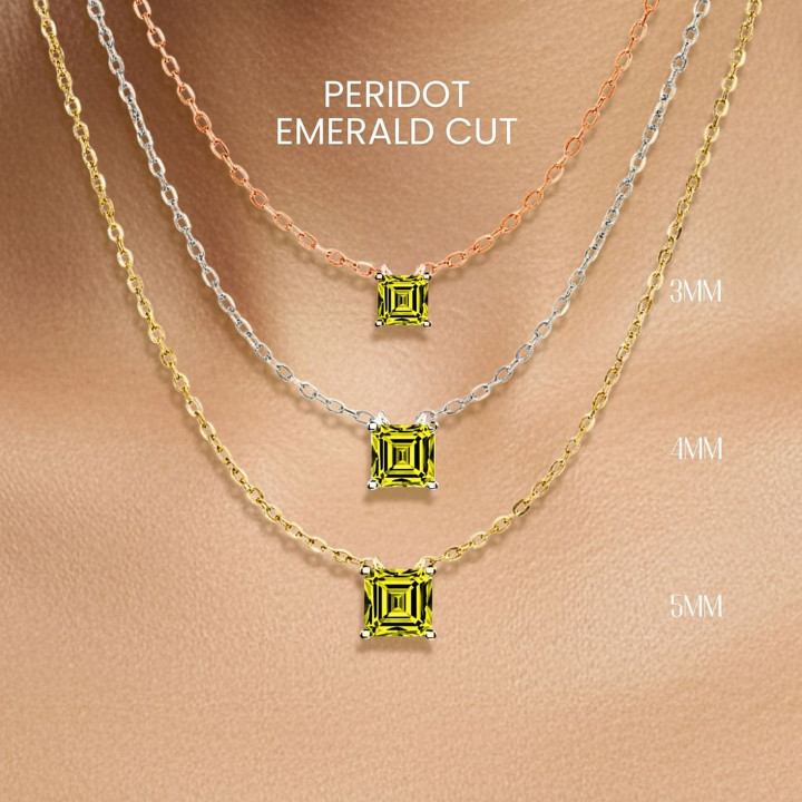 本物のペリドットネックレス｜クラシックカット、スターリングシルバー＆ゴールドメッキ