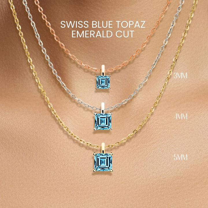 스위스 블루 토파즈 스털링 실버 목걸이 - GEORGE Jewelry