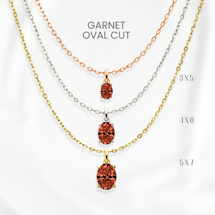 가넷 에그 목걸이 | 925 스털링 실버 | GEORGE Jewelry