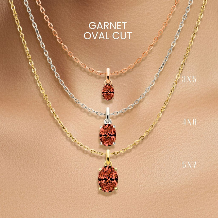 가넷 에그 목걸이 | 925 스털링 실버 | GEORGE Jewelry