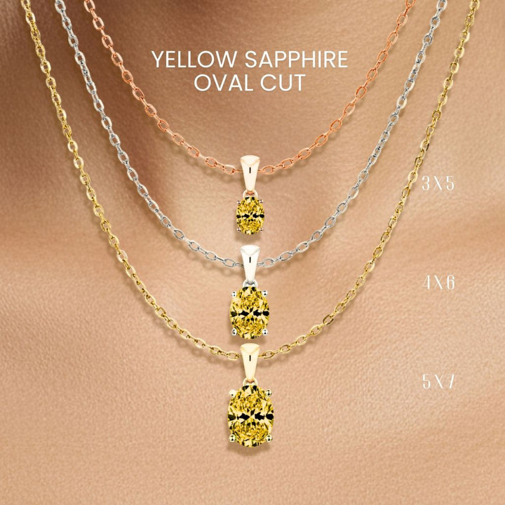 옐로우 사파이어 에그 목걸이 | 스털링 실버 | GEORGE Jewelry