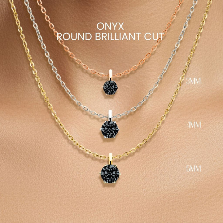 블랙 오닉스 목걸이 | 925 스털링 실버, 금도금 펜던트