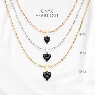 블랙 오닉스 하트 목걸이 | 스털링 실버, 금도금 (GEORGE Jewelry 제작)