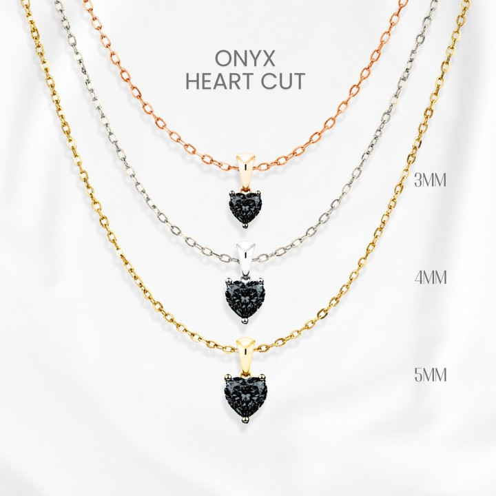 블랙 오닉스 하트 목걸이 | 스털링 실버, 금도금 (GEORGE Jewelry 제작)