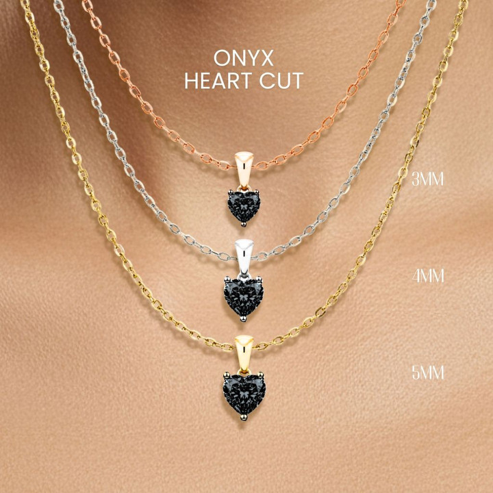 블랙 오닉스 하트 목걸이 | 스털링 실버, 금도금 (GEORGE Jewelry 제작)