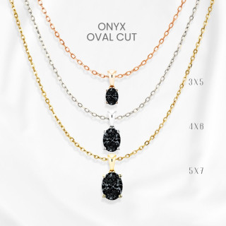 블랙 오닉스 목걸이 | 스털링 실버, 금도금 펜던트 | GEORGE Jewelry