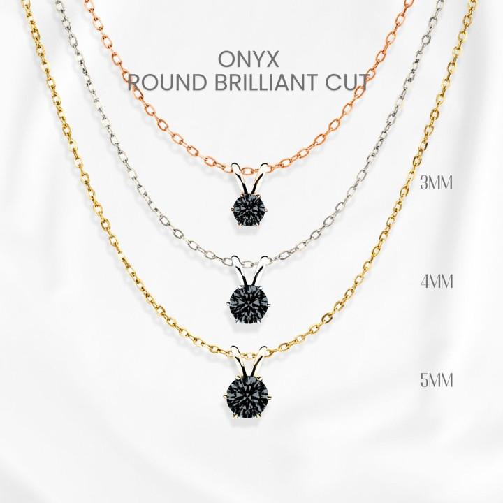 블랙 오닉스 펜던트 목걸이 | 925 스털링 실버 | GEORGE Jewelry