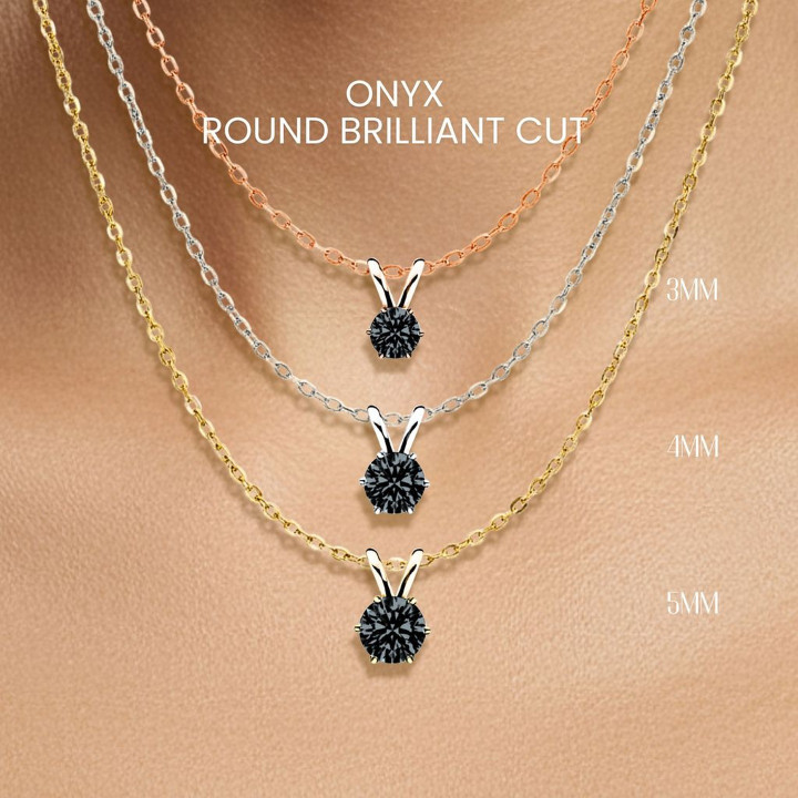 블랙 오닉스 펜던트 목걸이 | 925 스털링 실버 | GEORGE Jewelry