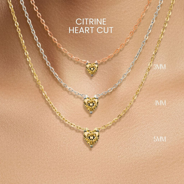 시트린 하트 목걸이 | 925 스털링 실버, 금도금 | GEORGE Jewelry