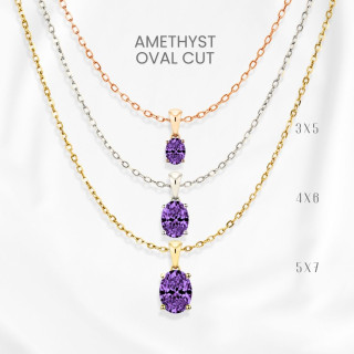자수정 달걀 펜던트 목걸이 | 925 스털링 실버, 금도금 | GEORGE Jewelry