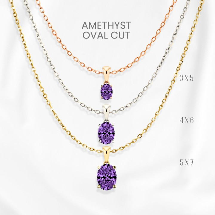 자수정 달걀 펜던트 목걸이 | 925 스털링 실버, 금도금 | GEORGE Jewelry