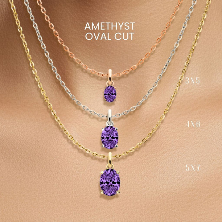 자수정 달걀 목걸이 | 925 스털링 실버, 금도금 | GEORGE Jewelry