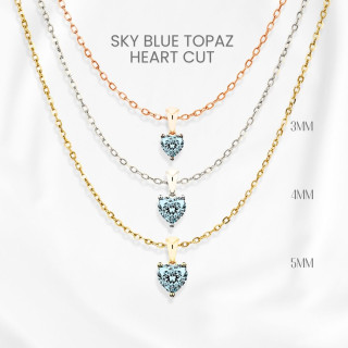 블루 토파즈 하트 펜던트 목걸이 | 925 스털링 실버 GEORGE Jewelry
