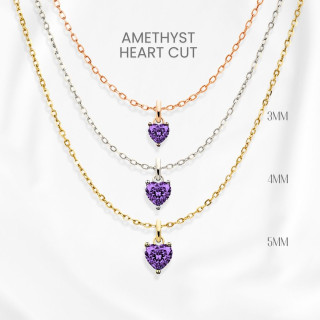 자수정 하트 목걸이 | 925 스털링 실버, 금도금 GEORGE Jewelry