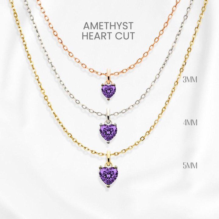 자수정 하트 목걸이 | 925 스털링 실버, 금도금 GEORGE Jewelry
