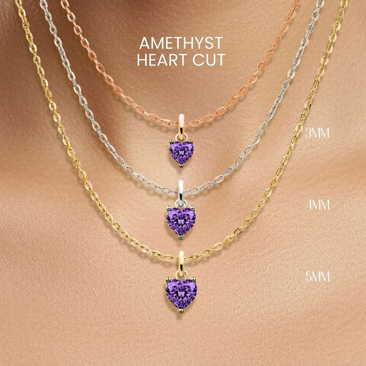 자수정 하트 목걸이 | 925 스털링 실버, 금도금 GEORGE Jewelry