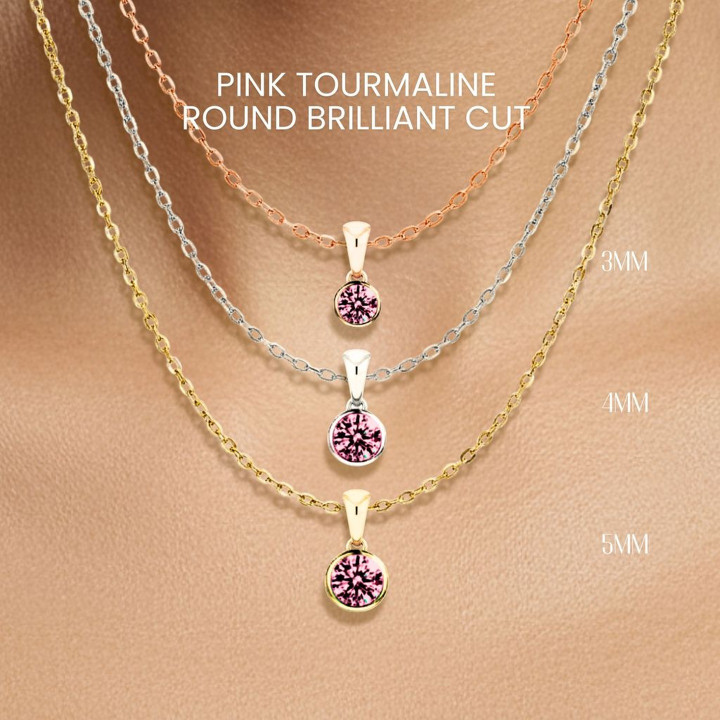 핑크 투르말린 목걸이 | 스털링 실버 및 금도금 | GEORGE Jewelry