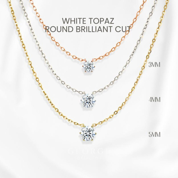 화이트 토파즈 목걸이 | 스털링 실버 펜던트 | GEORGE Jewelry