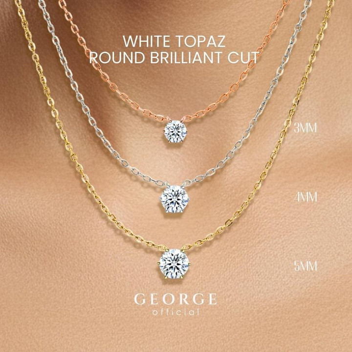 화이트 토파즈 목걸이 | 스털링 실버 펜던트 | GEORGE Jewelry